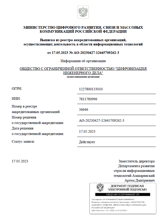 Выписка об ИТ-аккредитации — страница 1